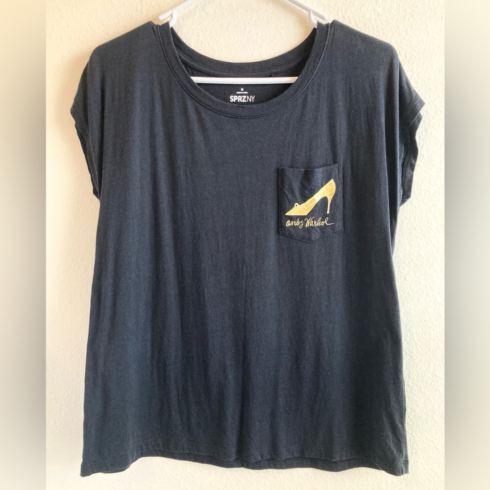 Uniqlo SPRZ NY Andy Warhol Tee Size M Black Graphic Pocket T-Shirt